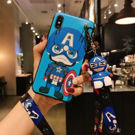 FOR IPHONE Captain America CARTOON PHONE CASES COVERS With Holder Stand Strap